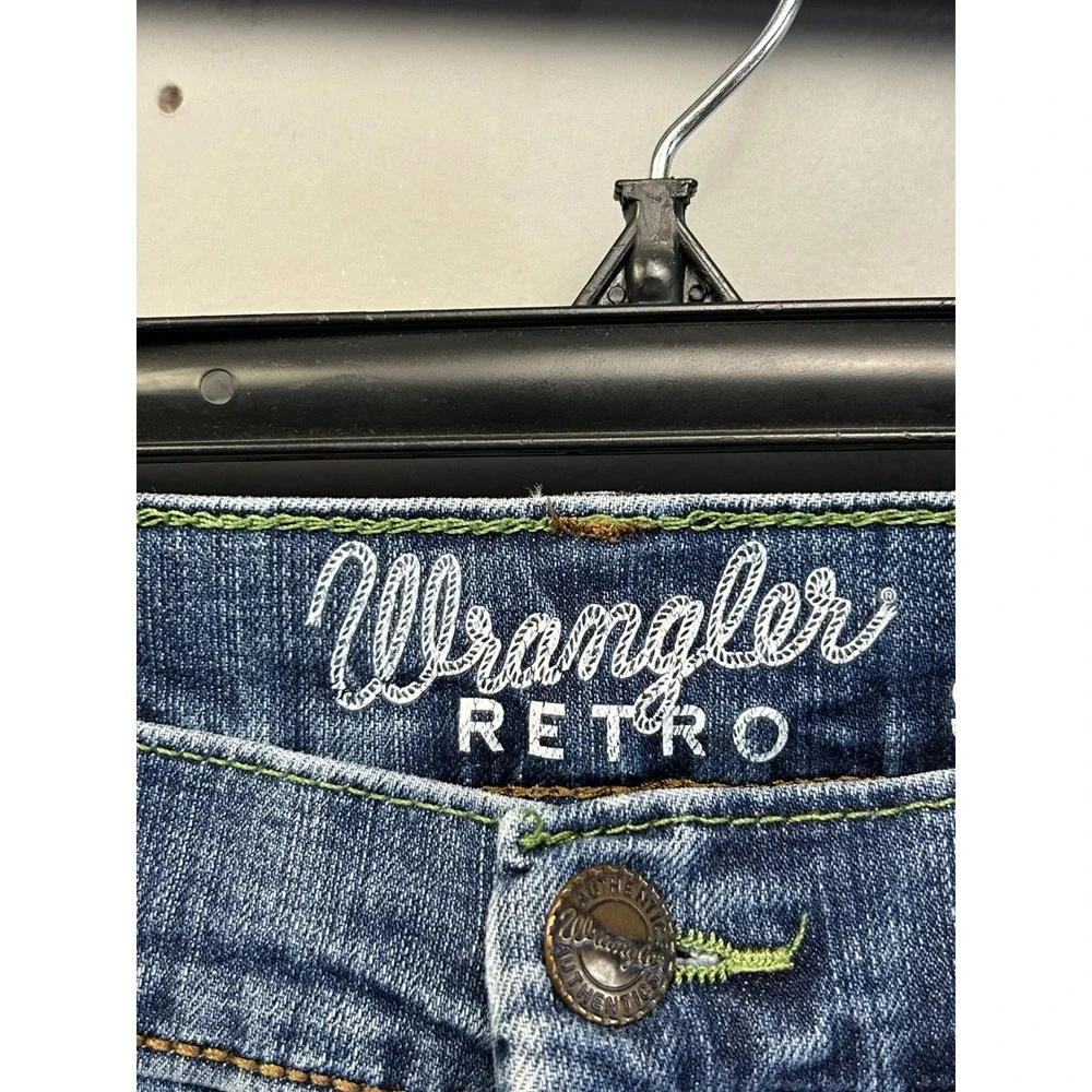 Wrangler Jeans Mens 36x32 Blue Wrangler Retro Slim Straight Distressed Denim